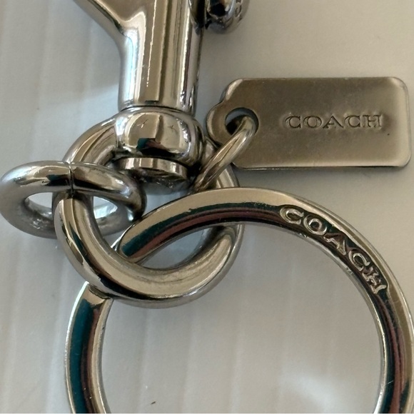 Coach Silver Toned Split Key Ring and Dog Leash Clip with Red Leather Hang Tag - Picture 5 of 16